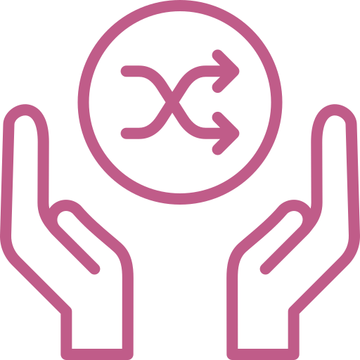 Hands holding a circle with arrows inside